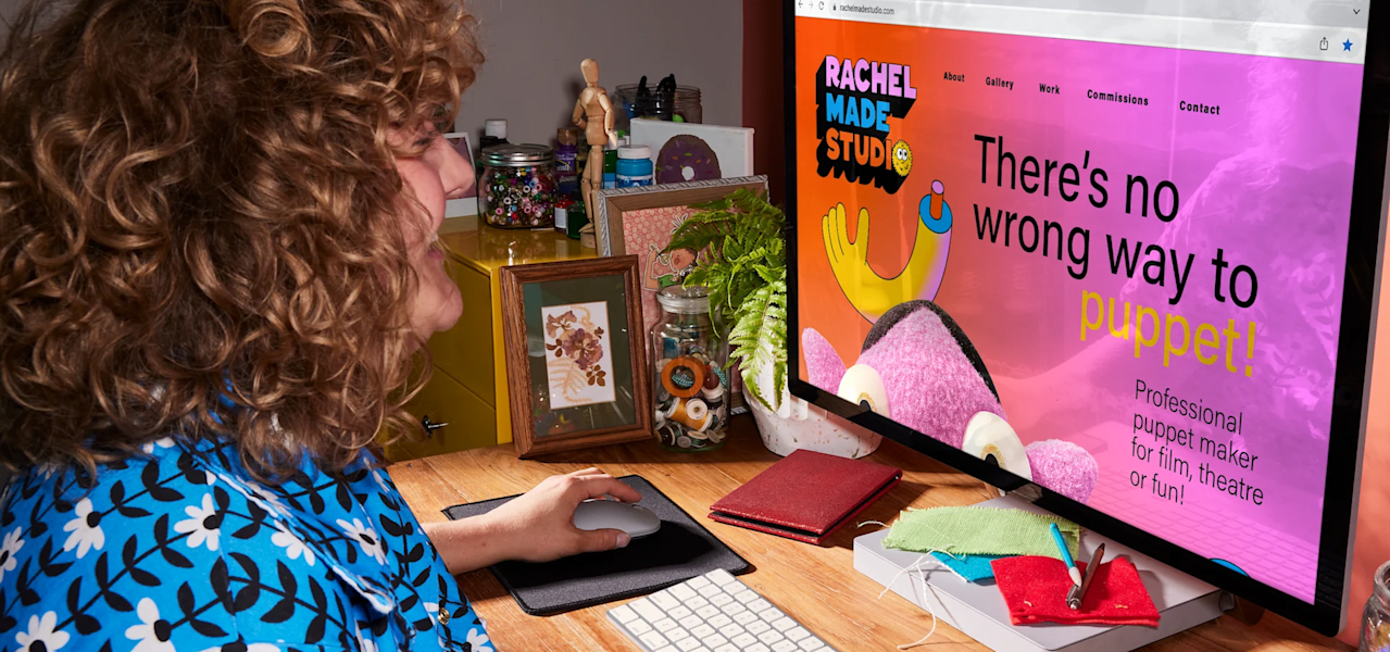 A creative small business website on a laptop.