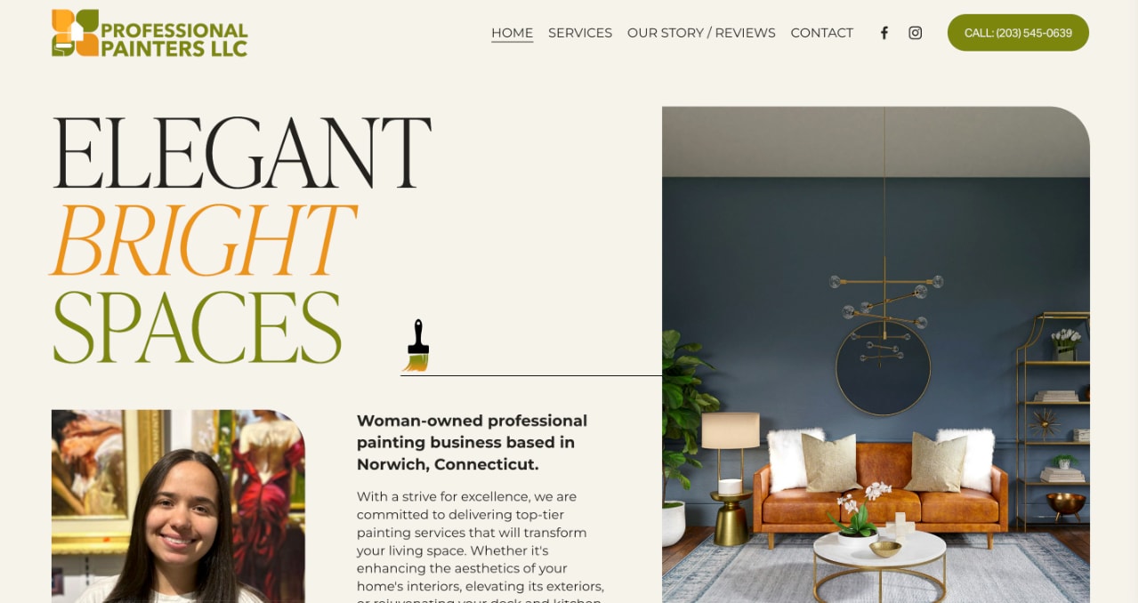 Betonung auf dem Wort „Bright“ inmitten des Webdesigns