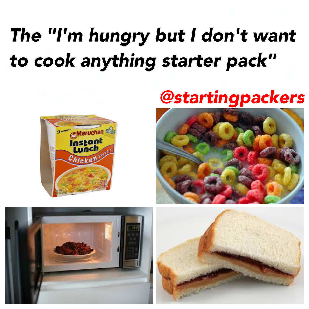 Starterpack of no-cooking-necessary foods