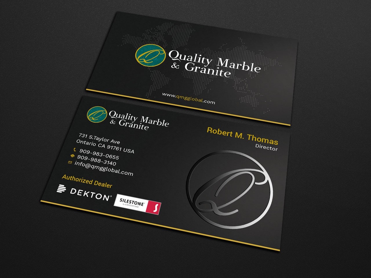 Badges at the bottom of a business card layout