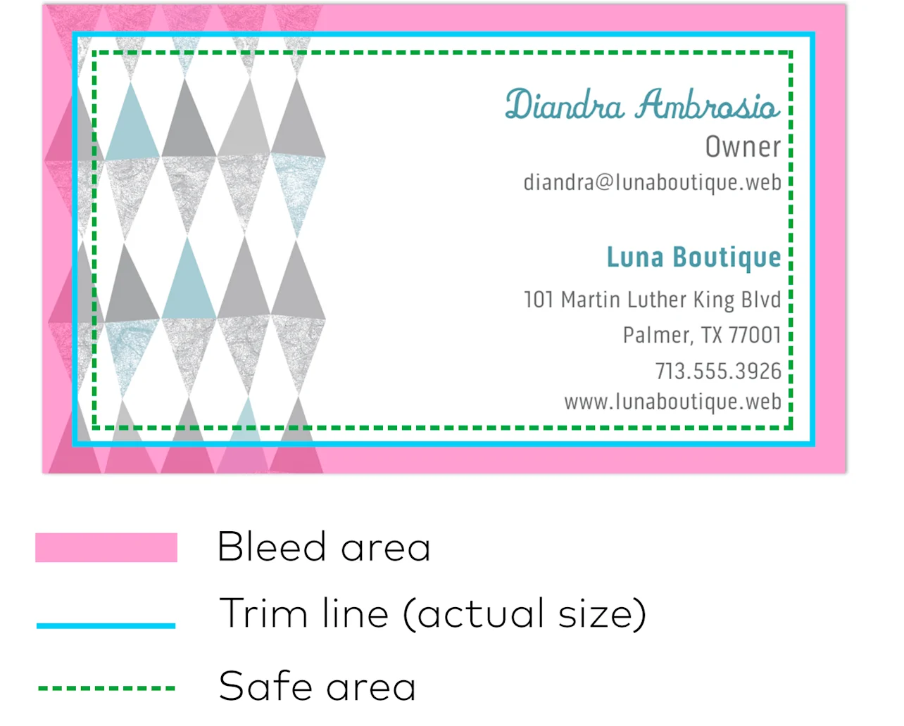 business card bleed area and trim line