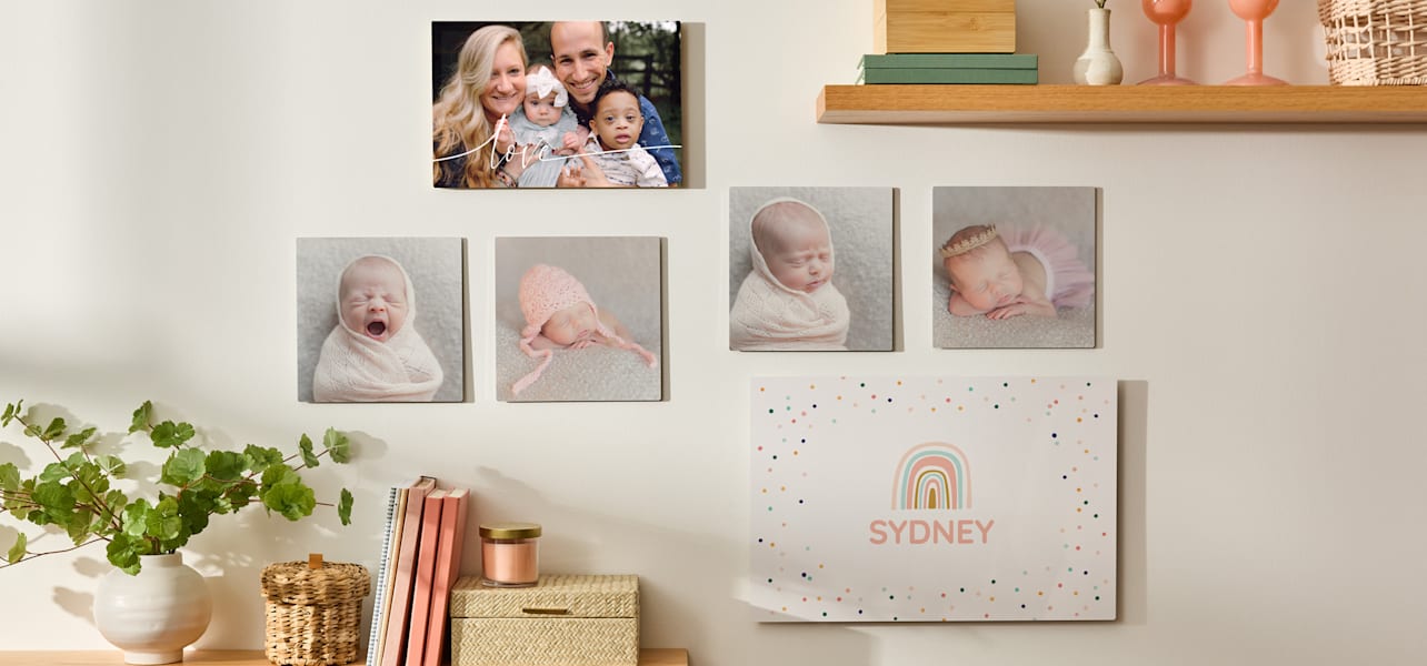 wall of sentimental baby pictures