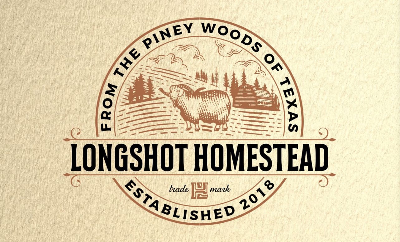 Longshot Homestead etched logo of a goat and farm