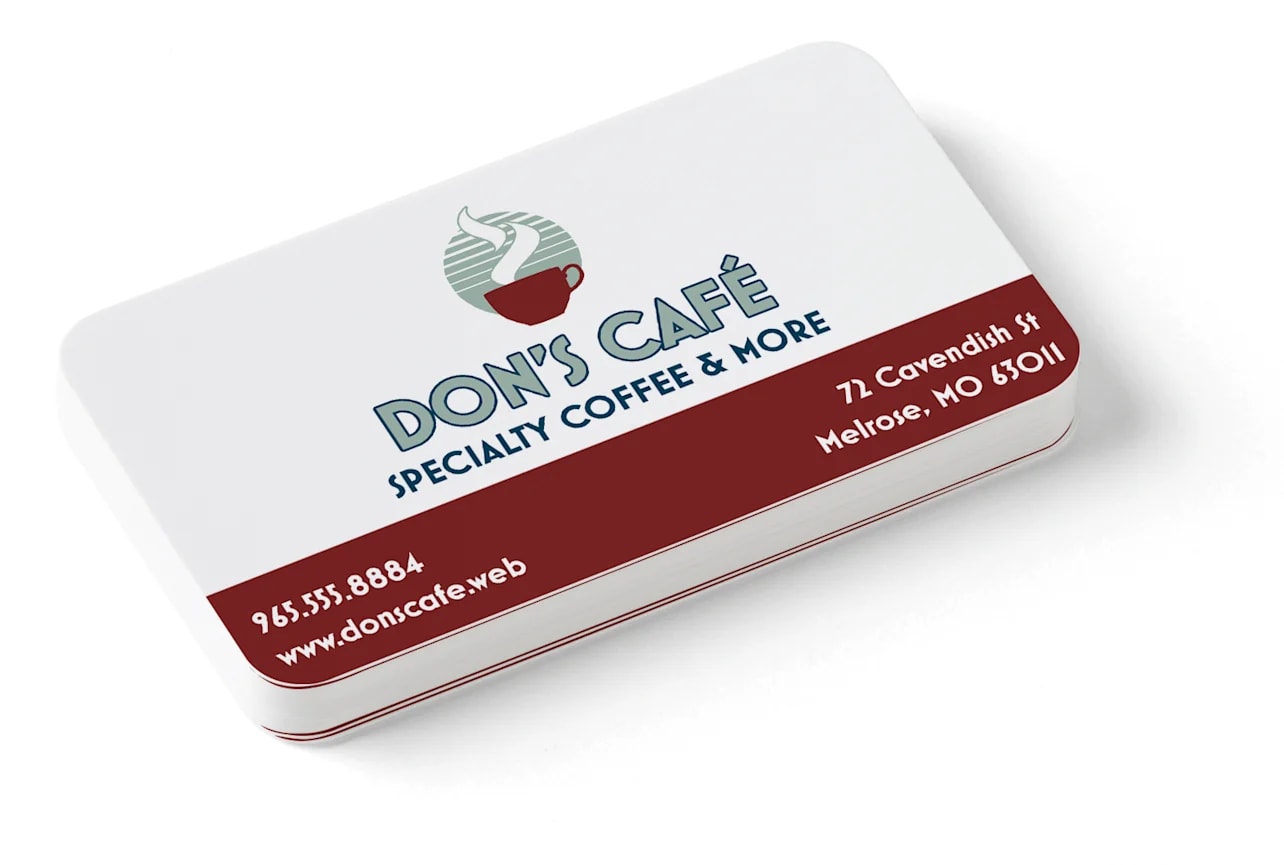 red and white rounded corner business card