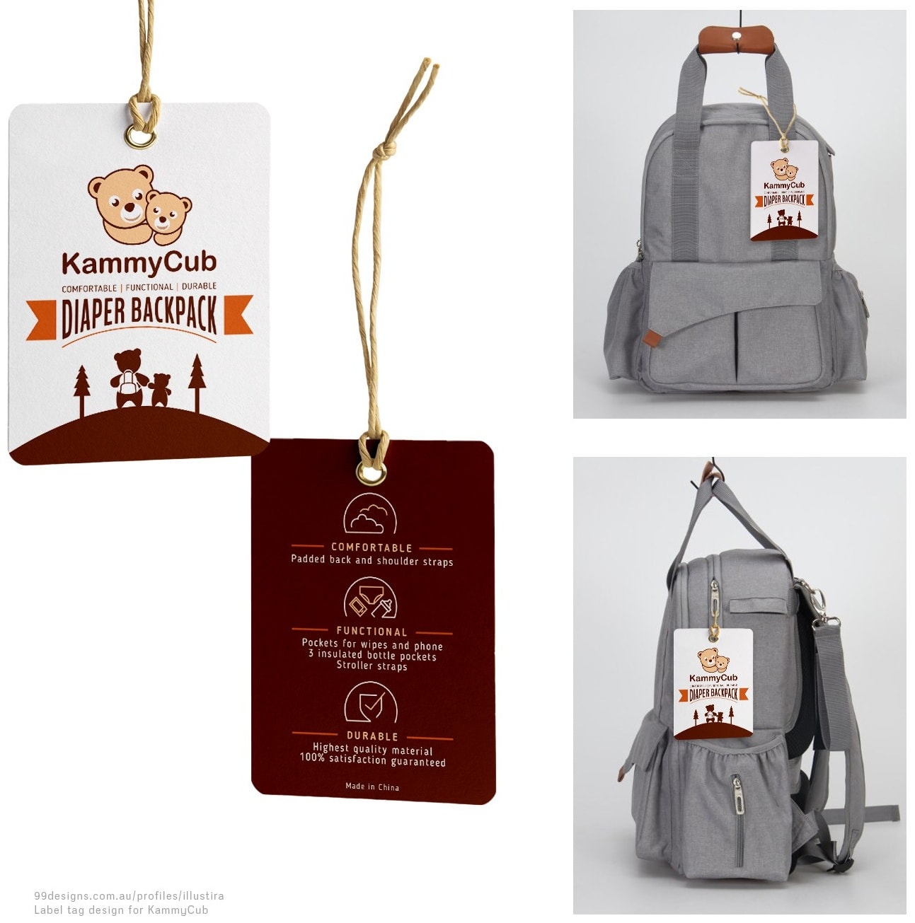 Hanging Tag Design for KammyCub's Diaper Backpack