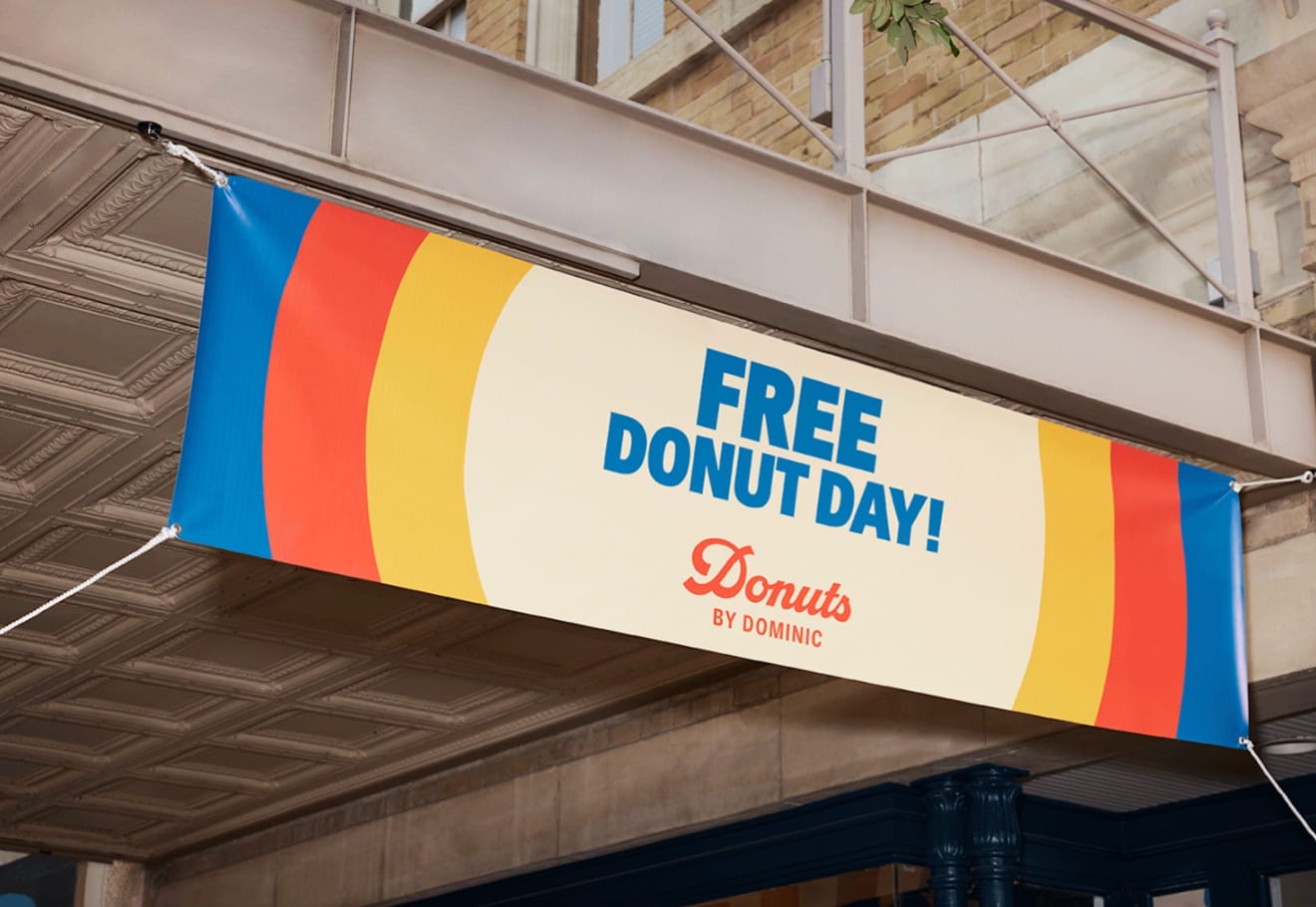 Banner with ‘Free Donut Day’.