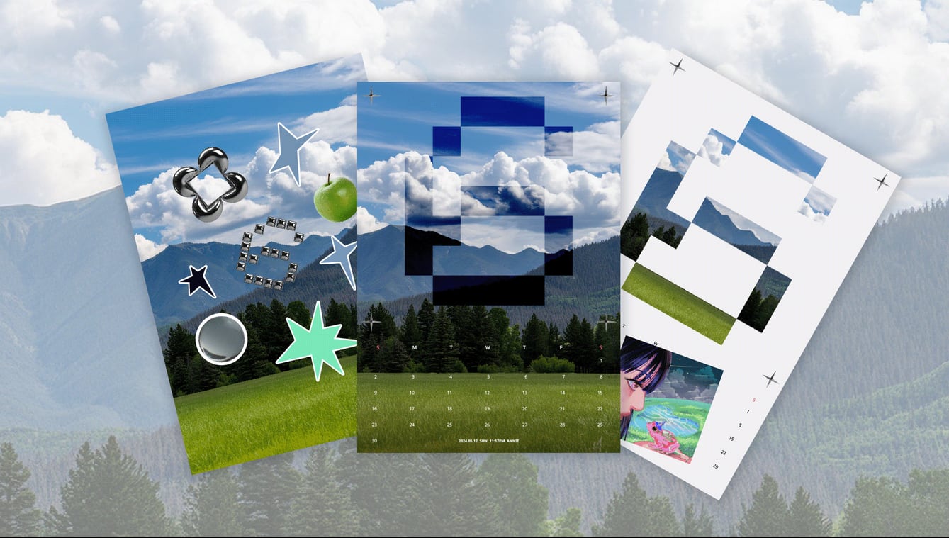 Ein Beispiel des Revivals des Frutiger Aero RevivalGrafikdesign-Trends 2026 ist dieses Posterdesign