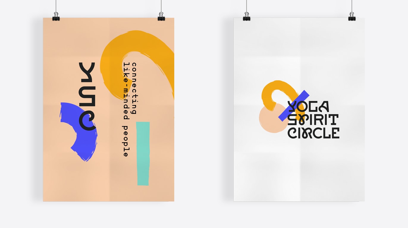 Posters using mismatched fonts demonstrating the Mismatched and Bright graphic design trend 2025
