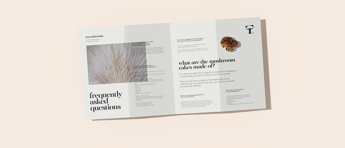 Brochure featuring the brand logo in corner