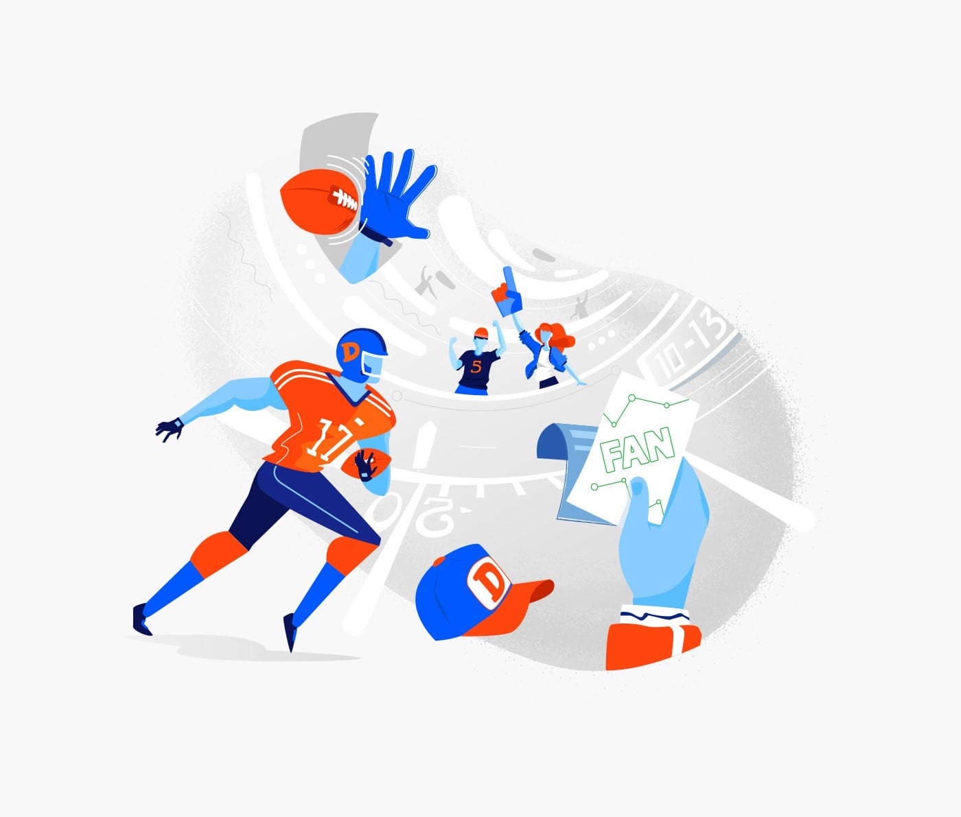 Illustration einiger Zuschauer beim Jubeln w&auml;hrend eines Football-Spiels