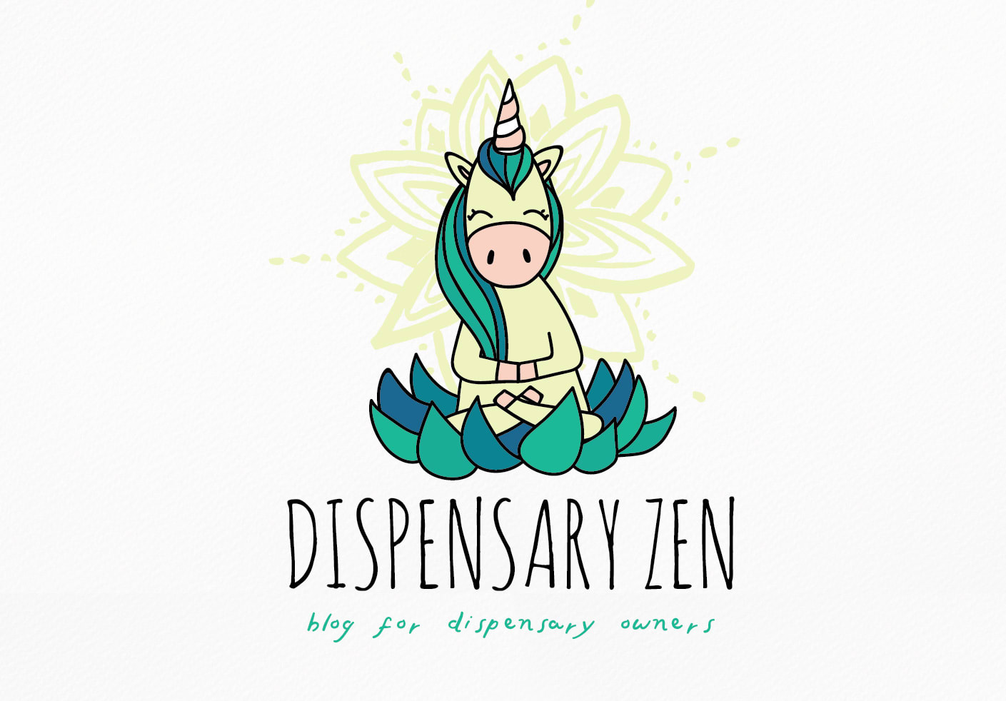 a line-drawn unicorn sitting peacefully among a field of leaves