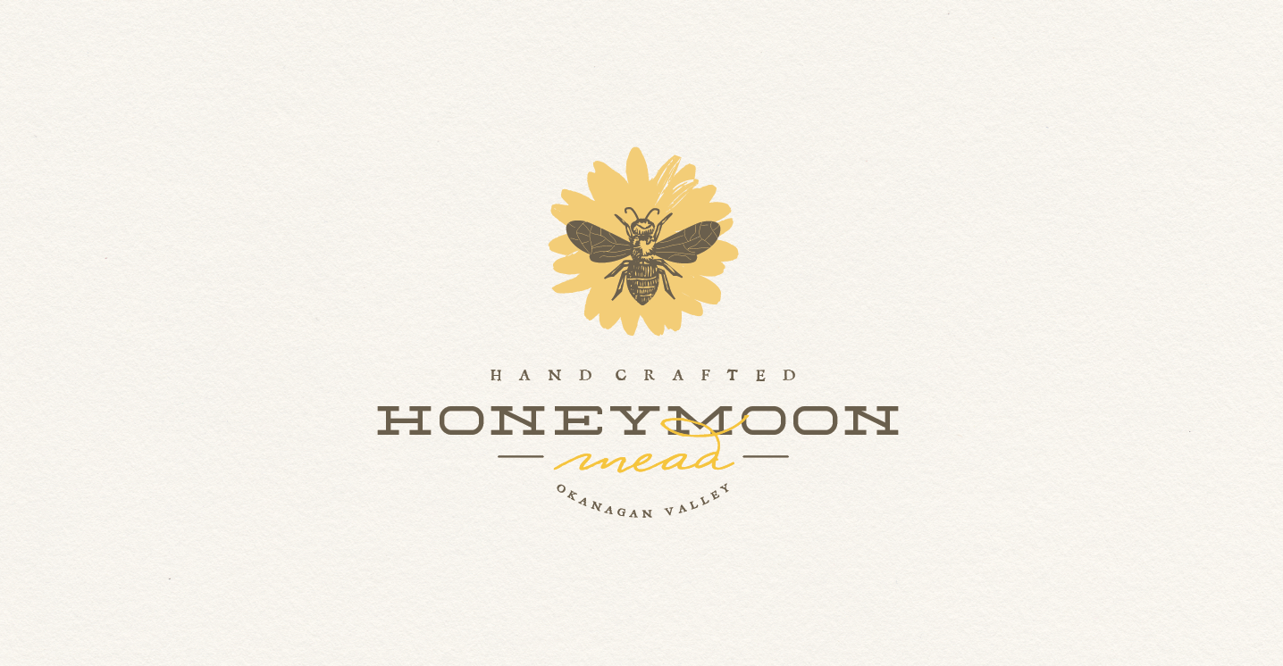 yellow outline of a dandelion with a warm gray image of a bee overlaid on it