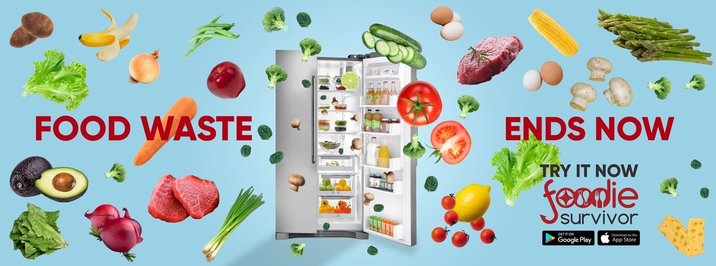 Facebook banner ad showing food flying out of a refrigerator