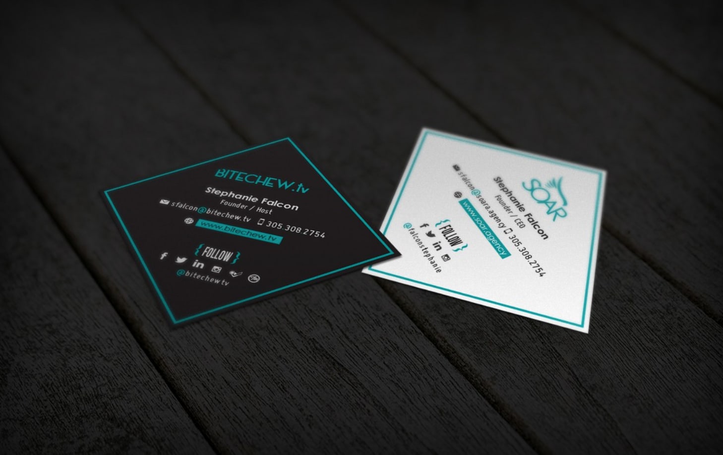 Business card design with a social media call-to-action