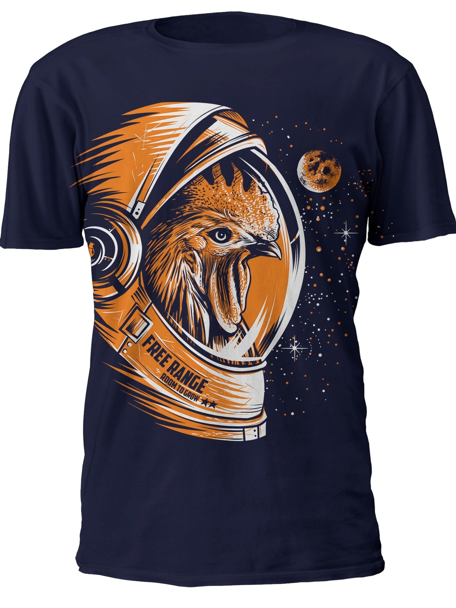Illustrated chicken astronaut t-shirt