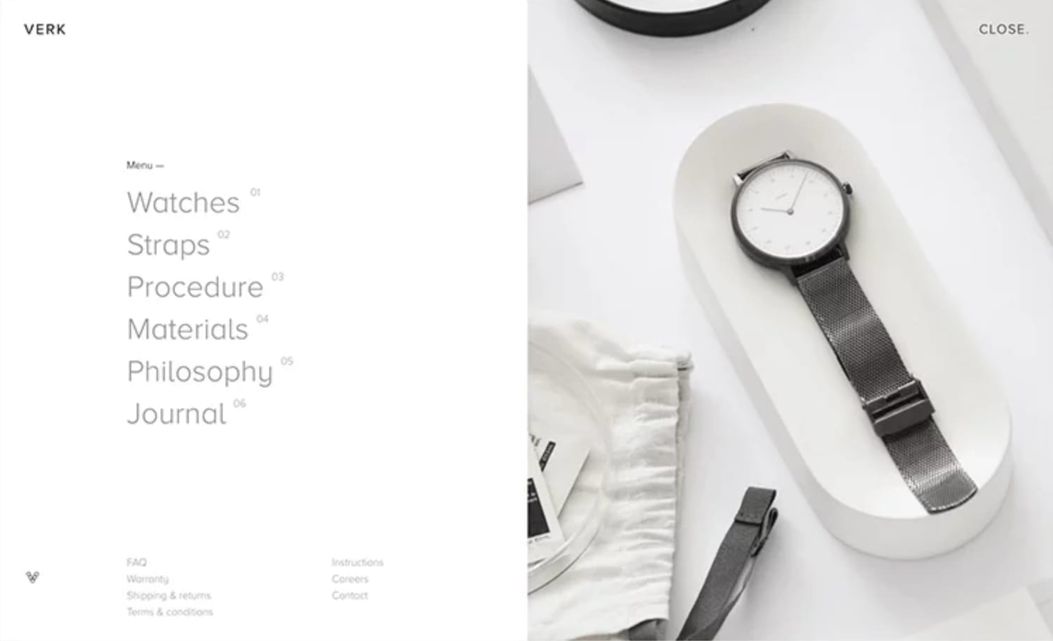 A small business website homepage with simple navigation