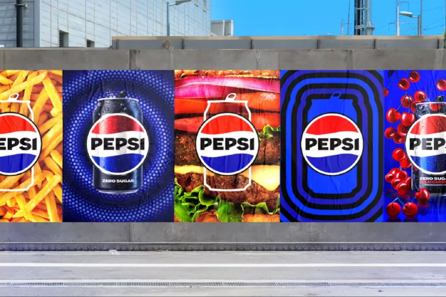 2023 range of pepsi logo and packaging design in poster format
