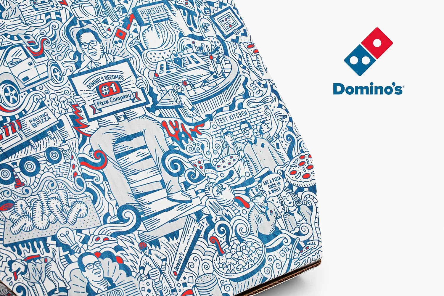Domino’s logo and branded pizza box
