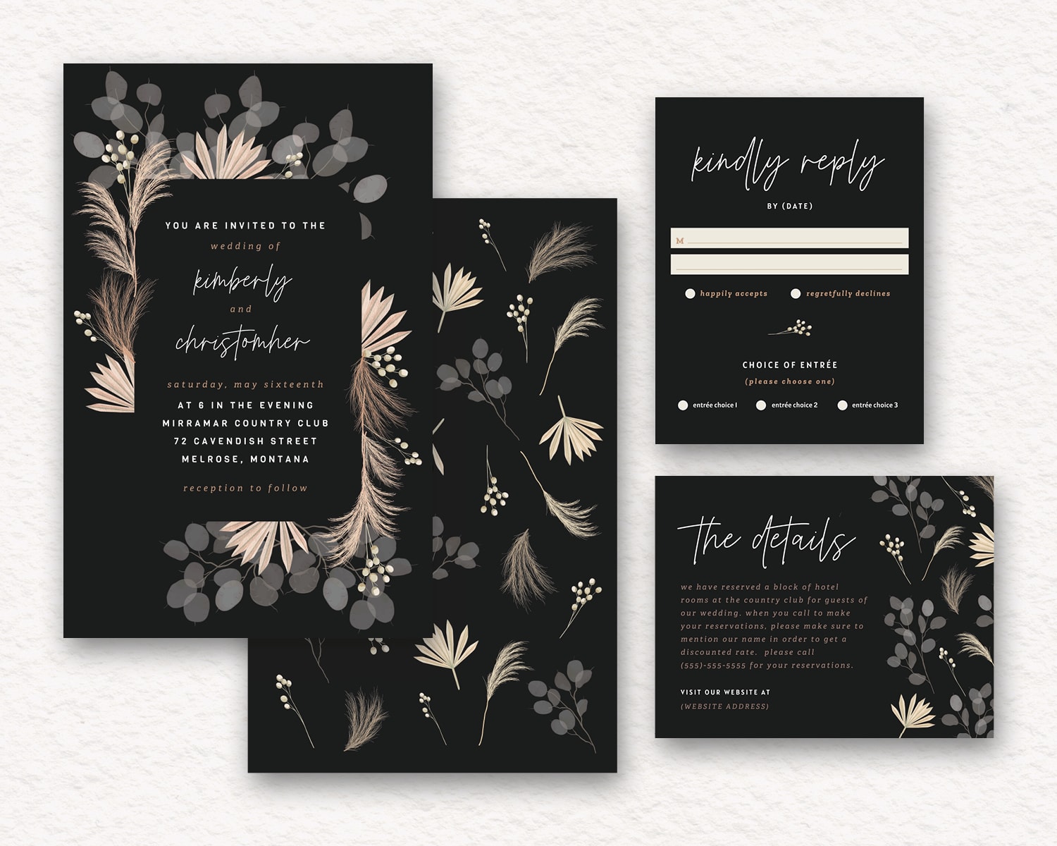 custom boho wedding stationery suite