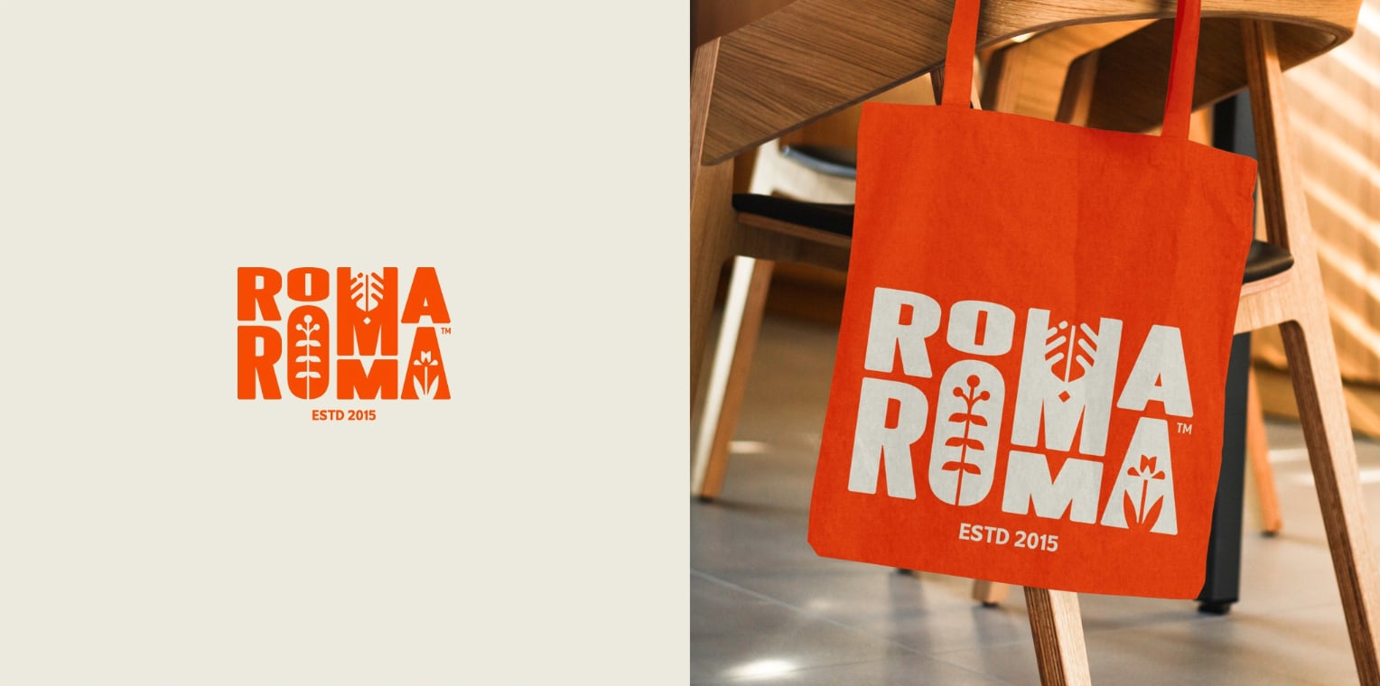 An image of a logo for the Roma Roma restaurant.