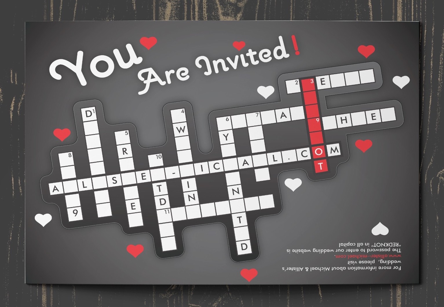 crossword puzzle wedding invitation design