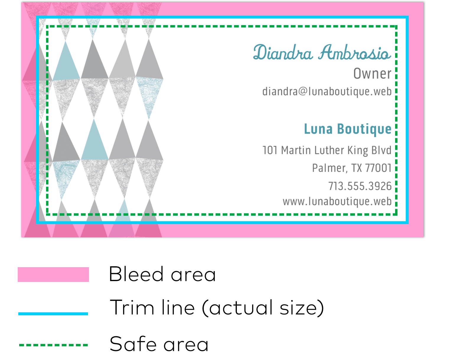 business card bleed area and trim line