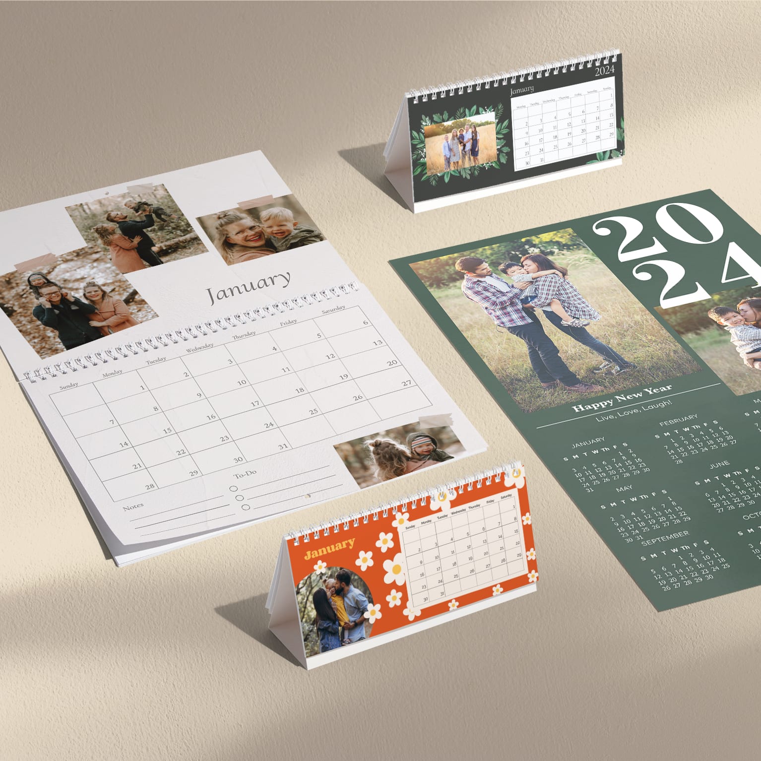 Calendars on a desk.