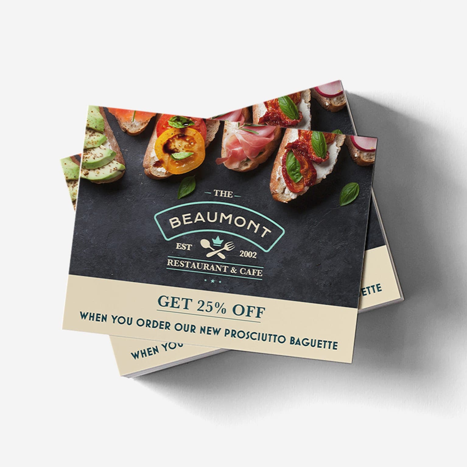 Direct mail postcard with a restaurant promotion