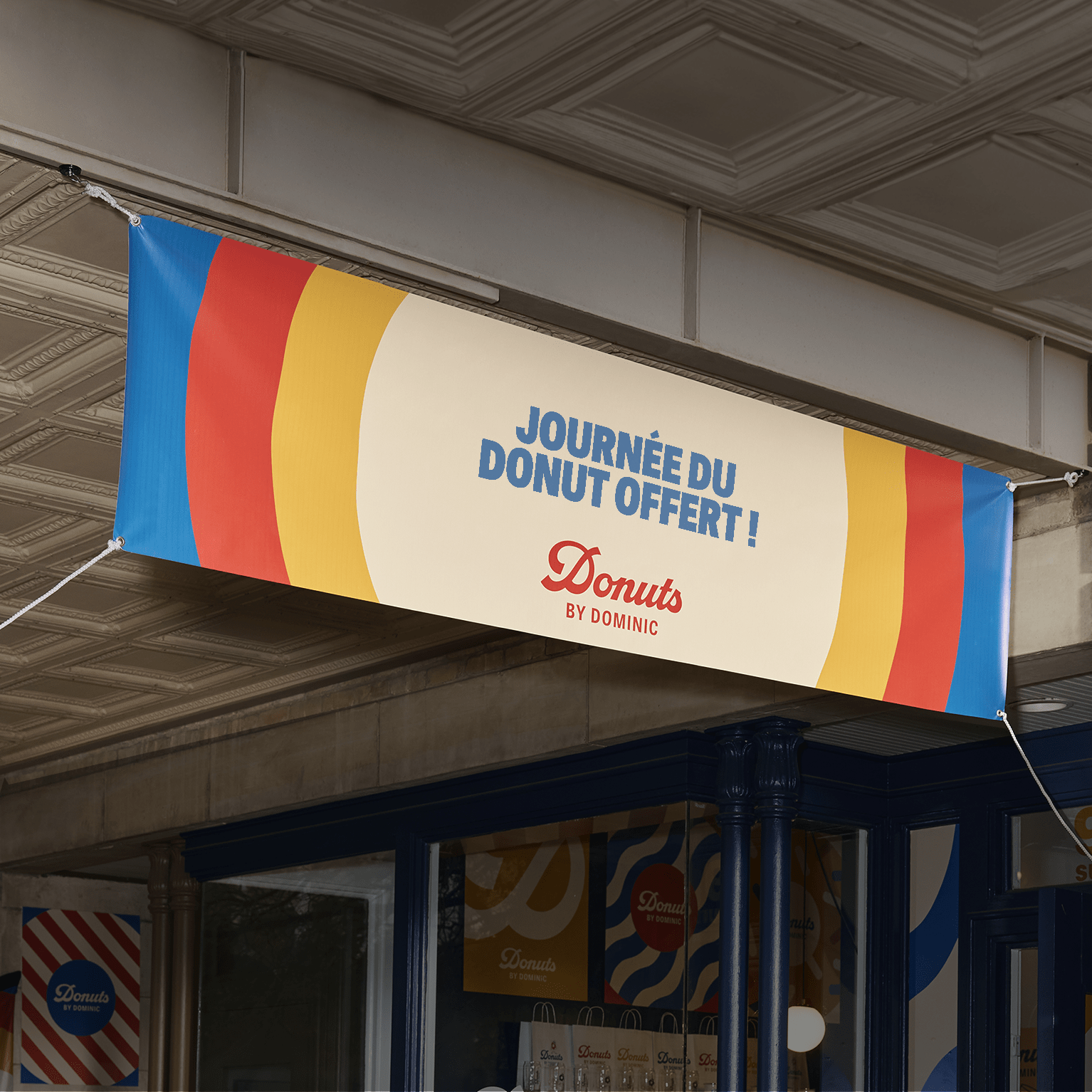 Banderole pour une boutique de donuts avec des polices sérif et sans-sérif