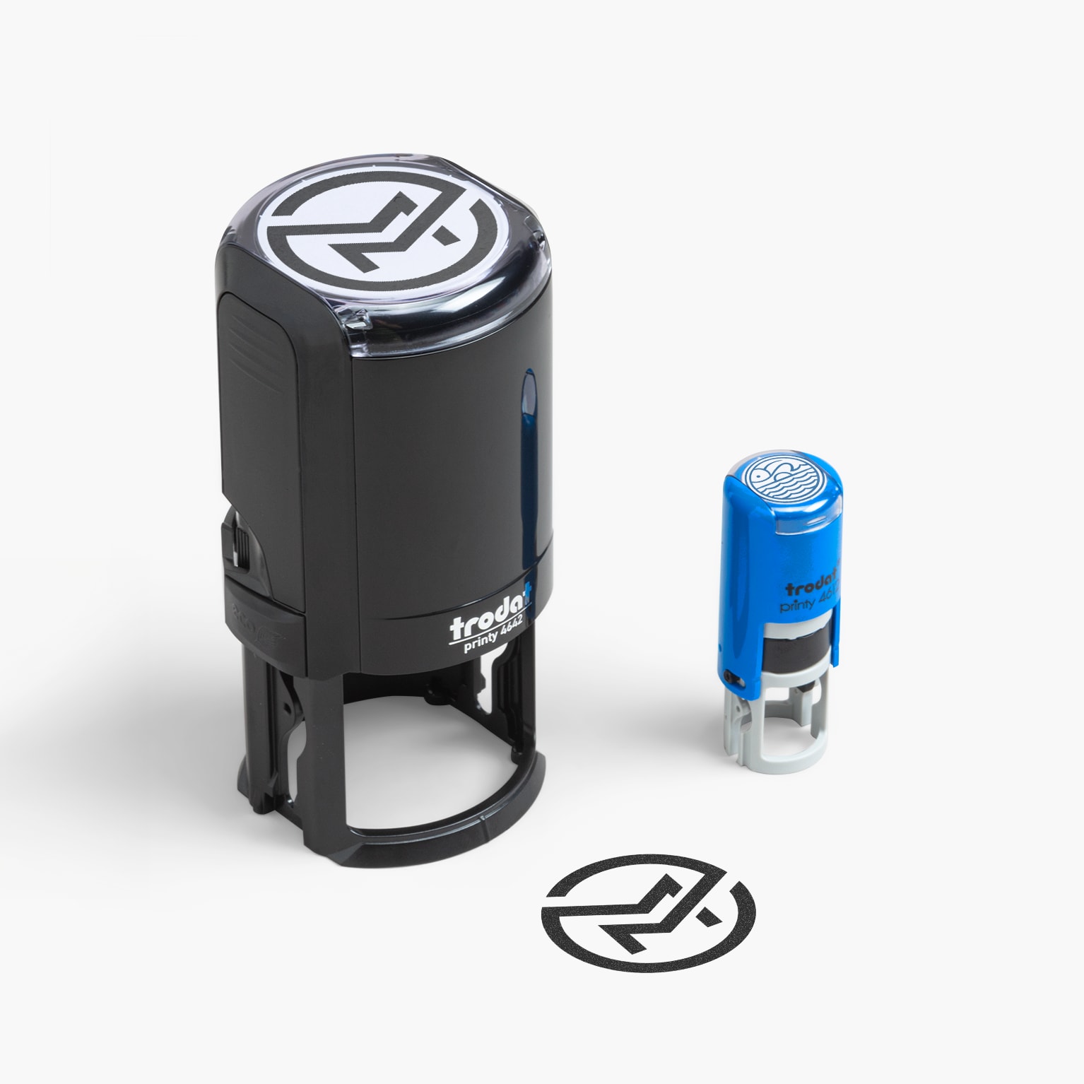 Tampon encreur rond personnalis&eacute; avec le logo d&rsquo;une marque