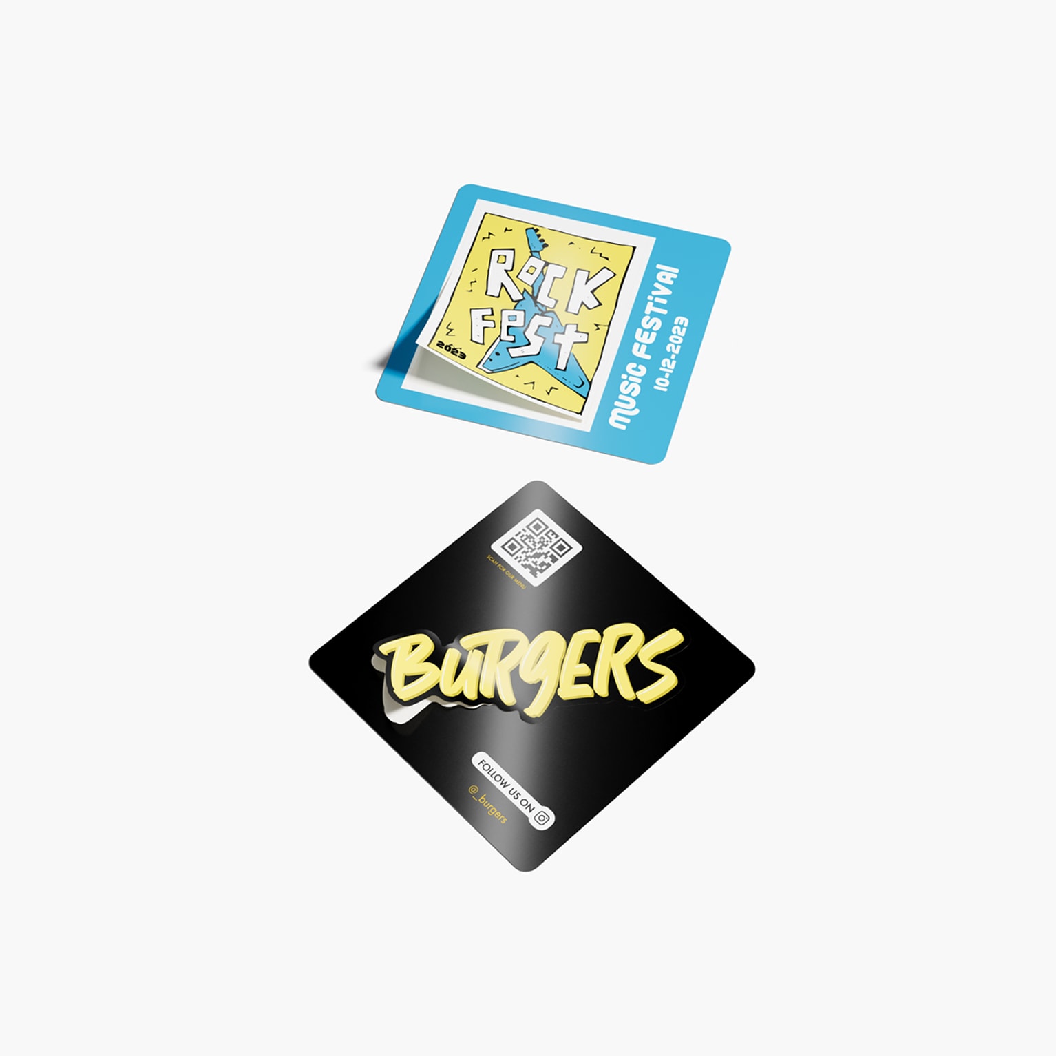 Branded kiss-cut stickers with easy-to-peel colored background