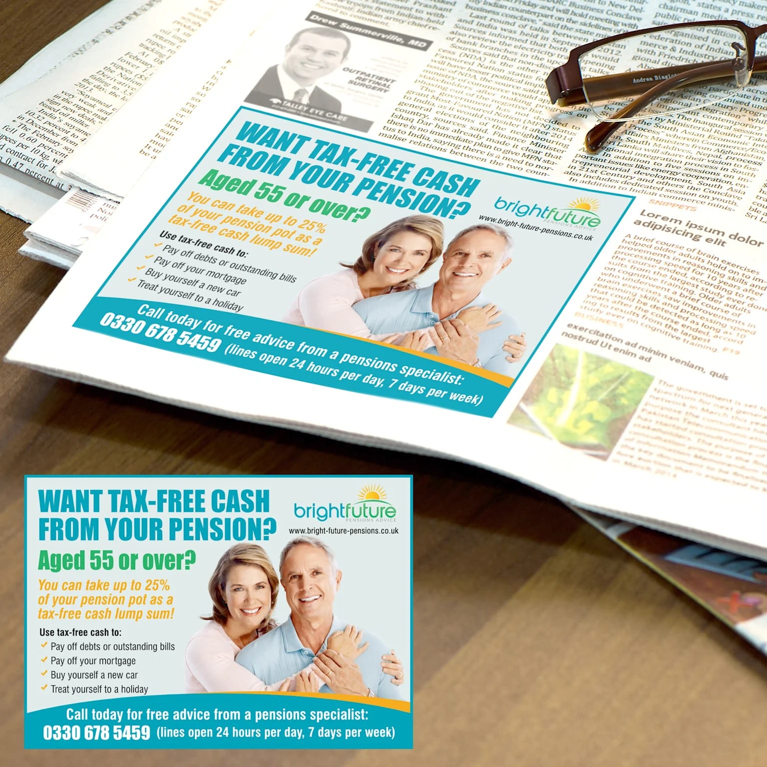 Pensions newspaper advert.
