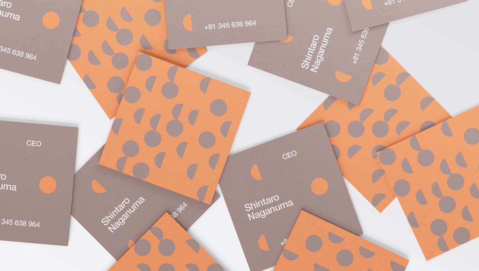 Minimalist business card design with simple shapes and muted colours tapping into the Functional and Serene graphic design trend