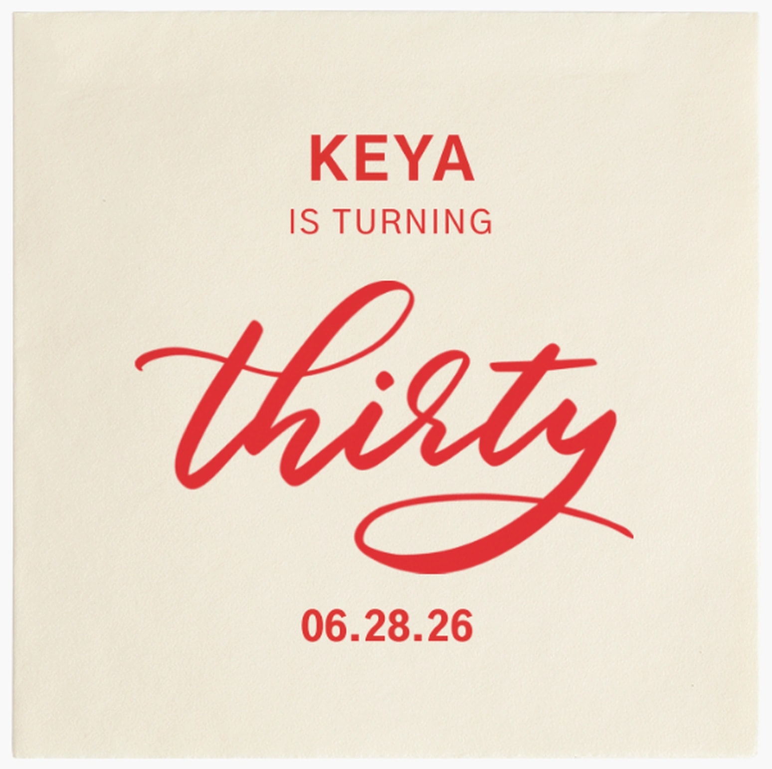 Custom birthday party napkin