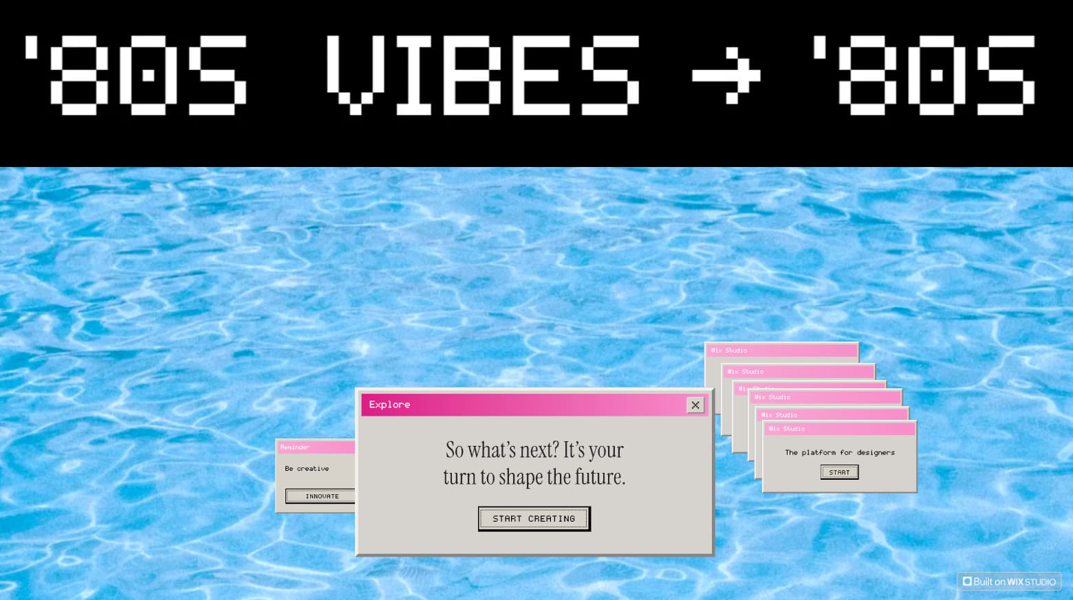 Website using pixelated fonts and retro-inspired tech design