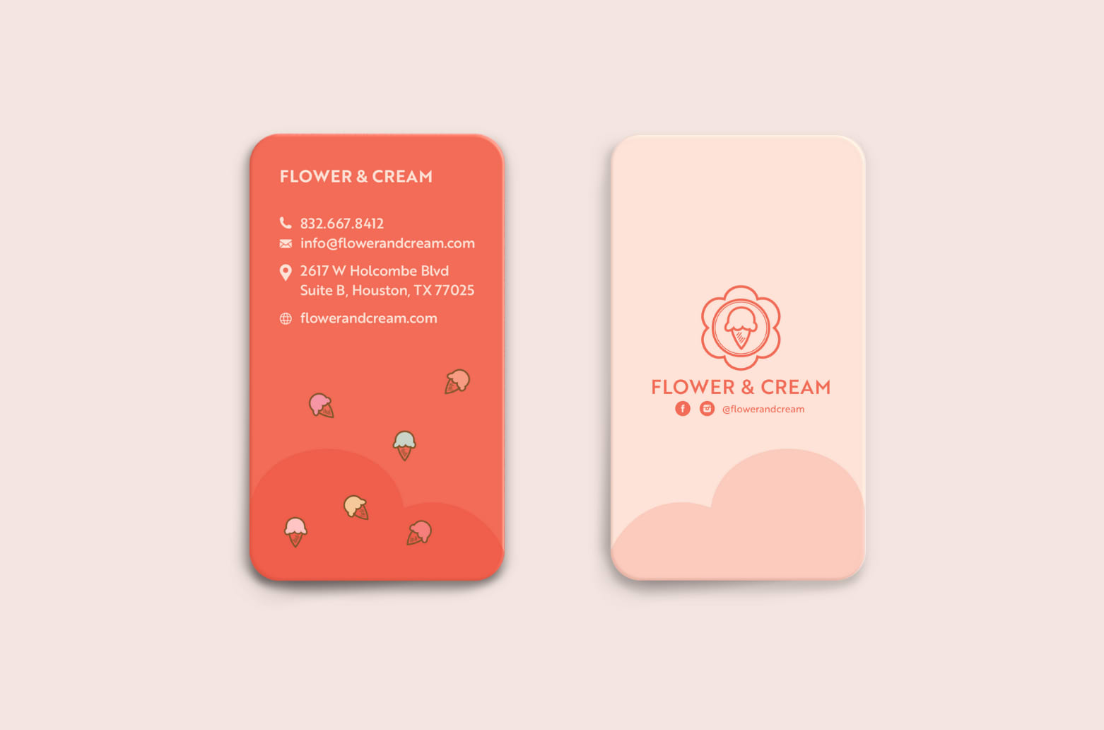 Business card design with the social media icons on the back