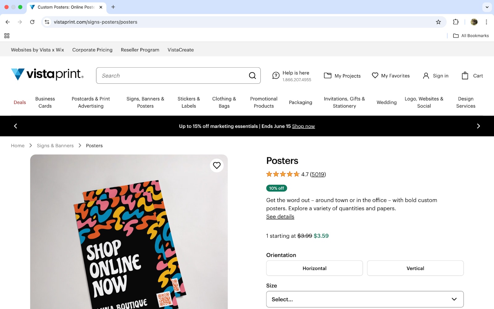 Make a poster with VistaPrint Studio.