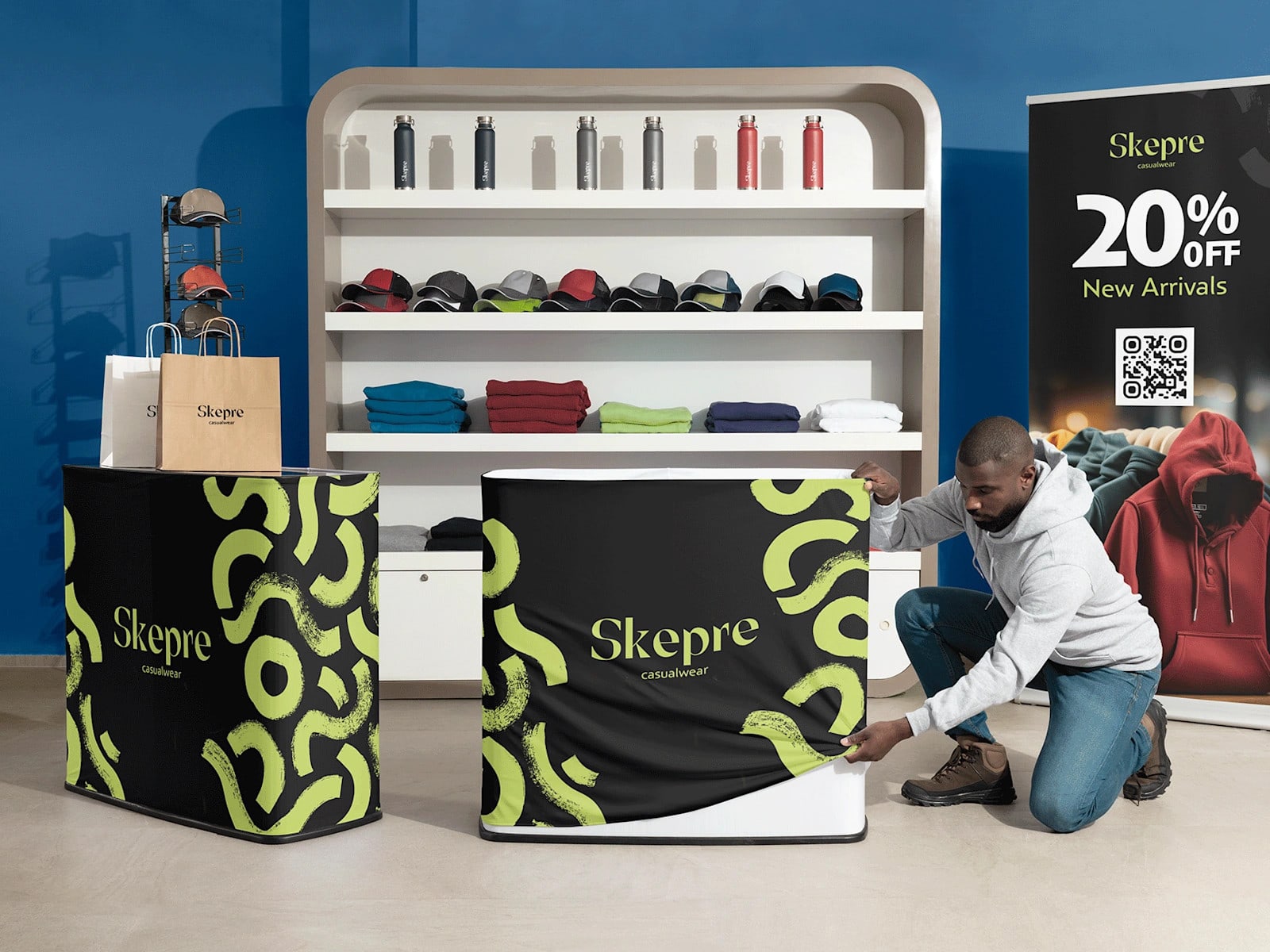 Case-to-podium kit for a trade show