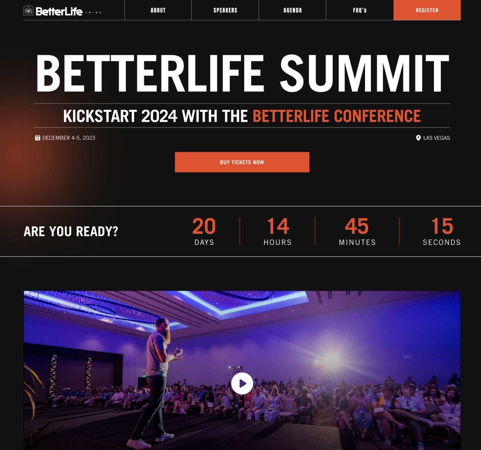 Event website with event details and RSVP options.