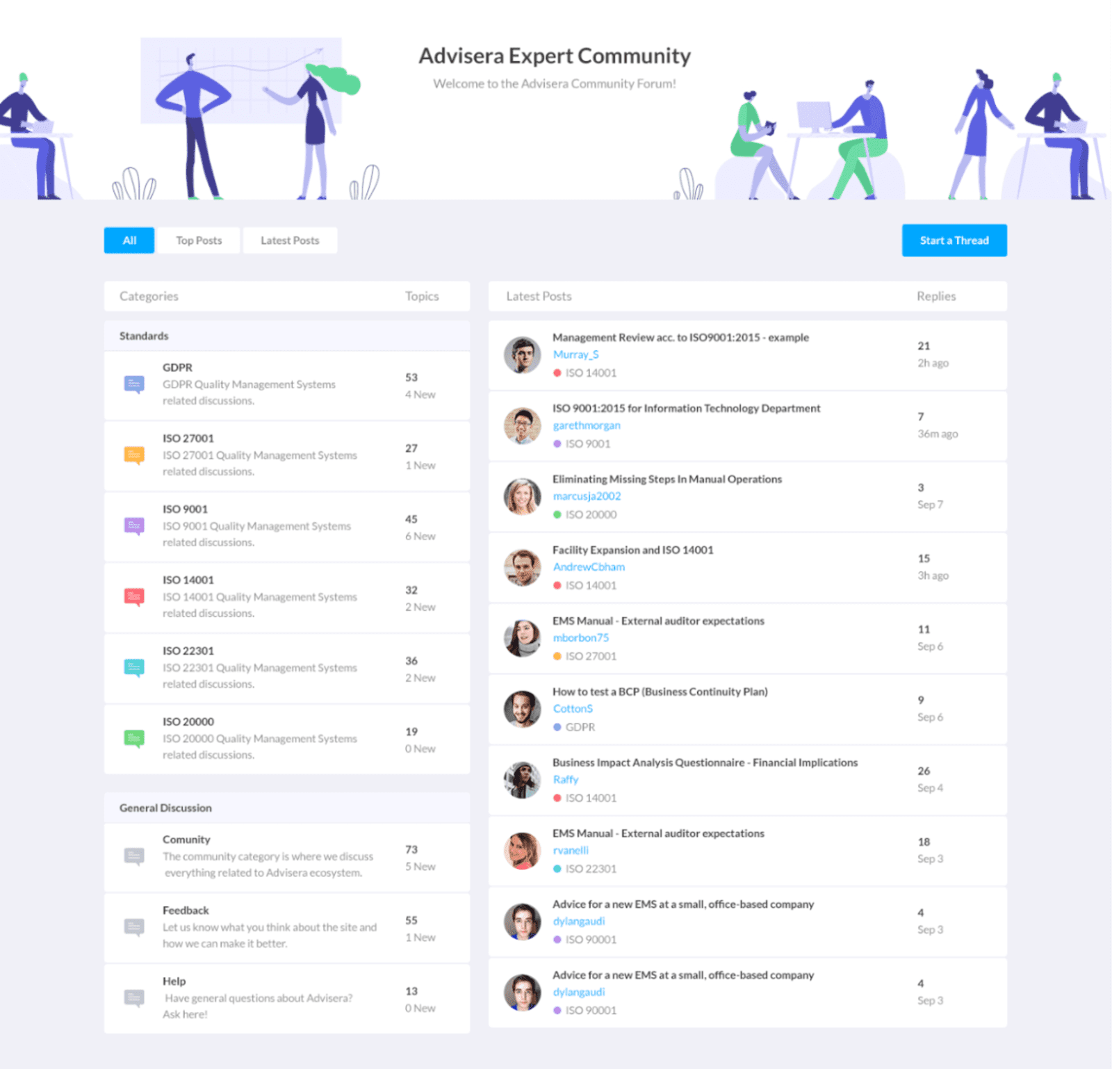 Online forum interface with topic listings.