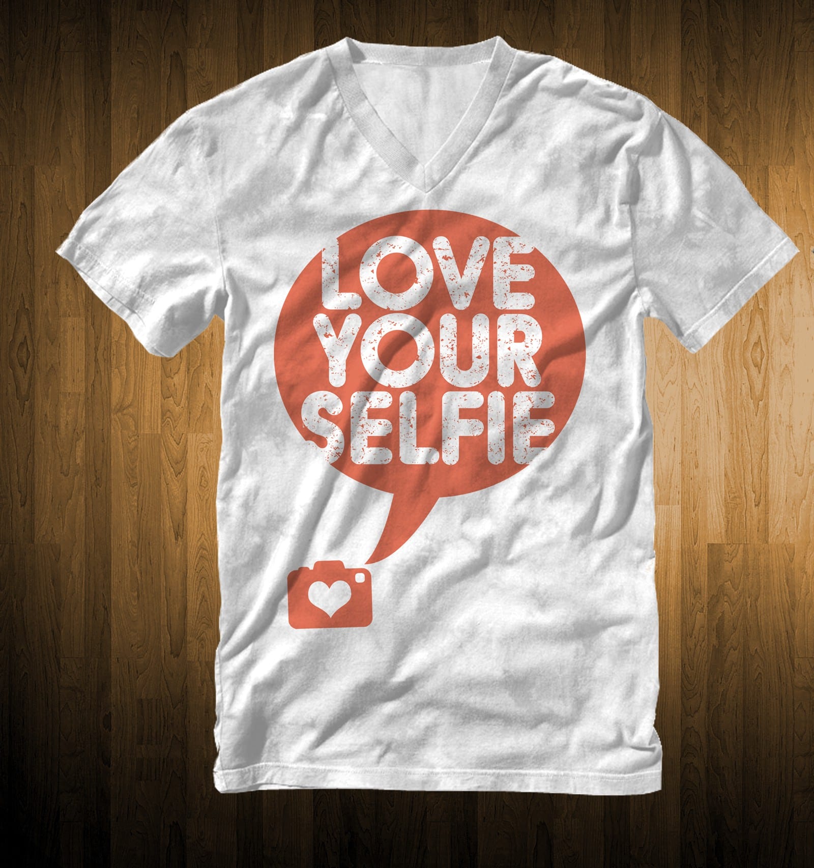 V-neck T-shirt with a large graphic print