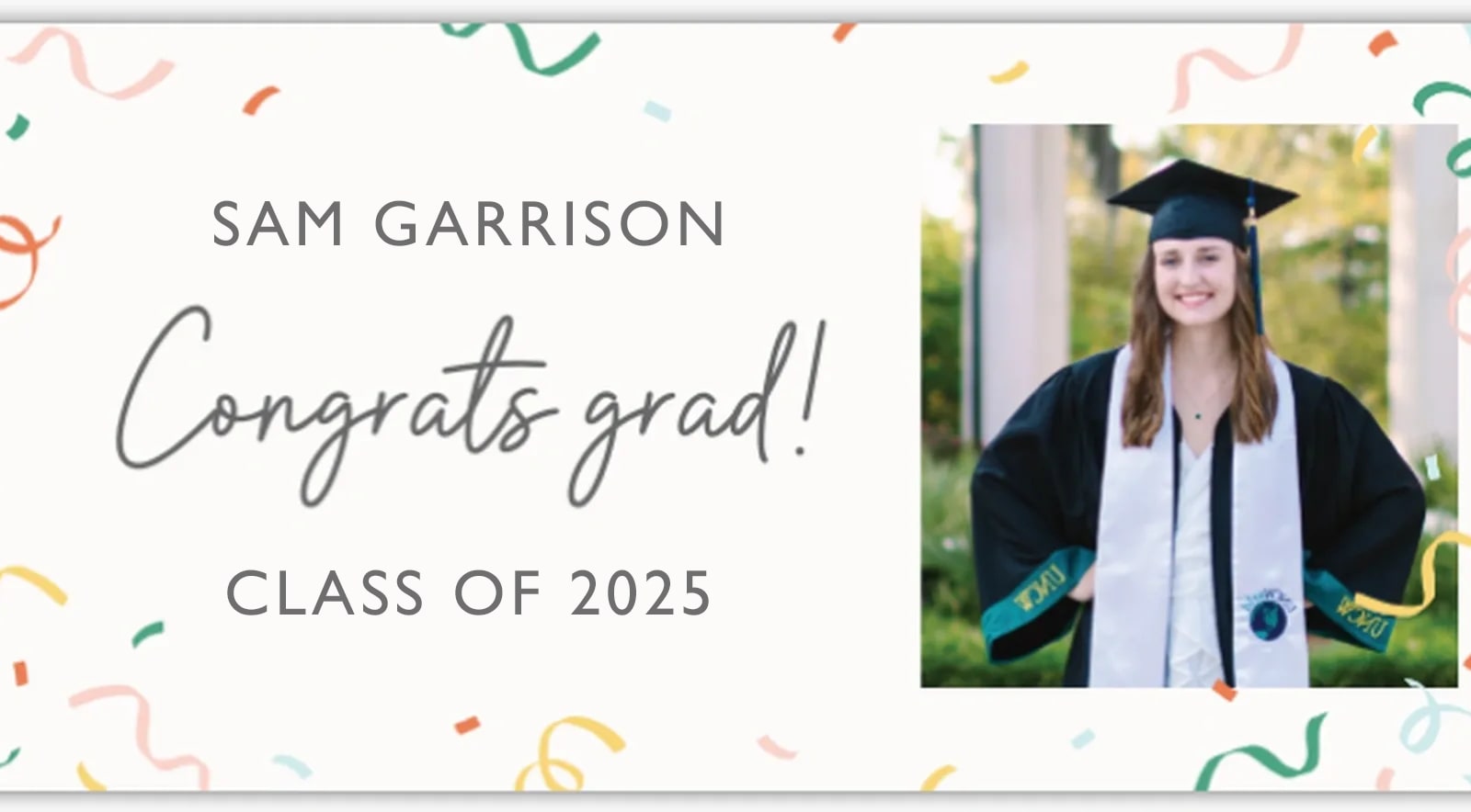 Personalized graduation party banner for the class of 2025