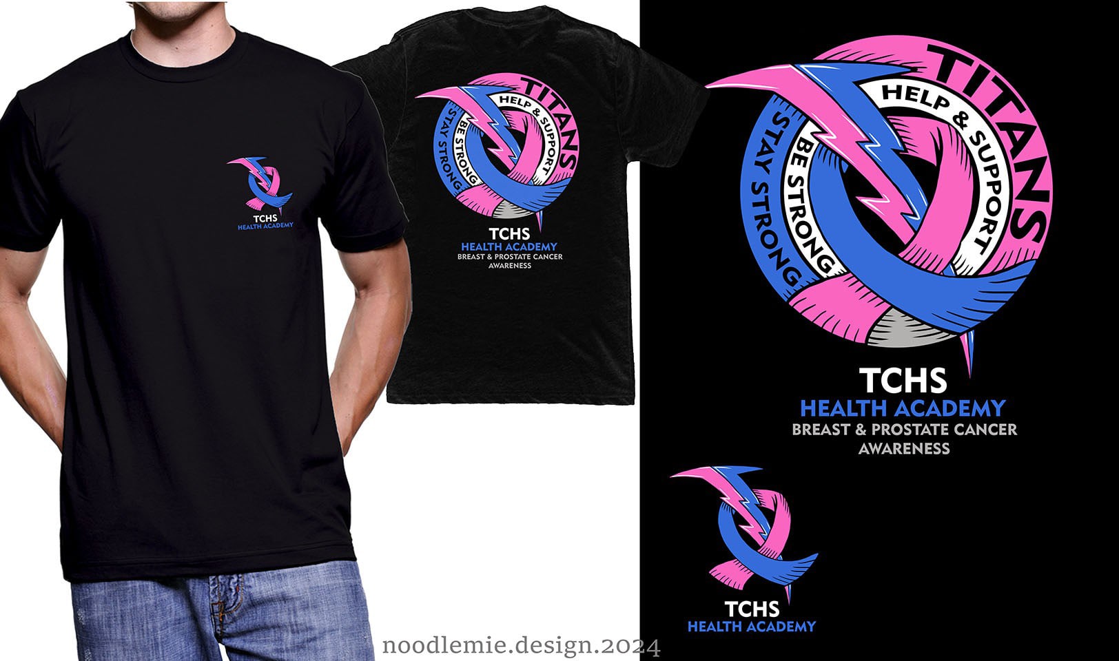 Titans Unite: Design for Dual Cancer Awareness - Breast and Prostate Cancer Edition by noodlemie