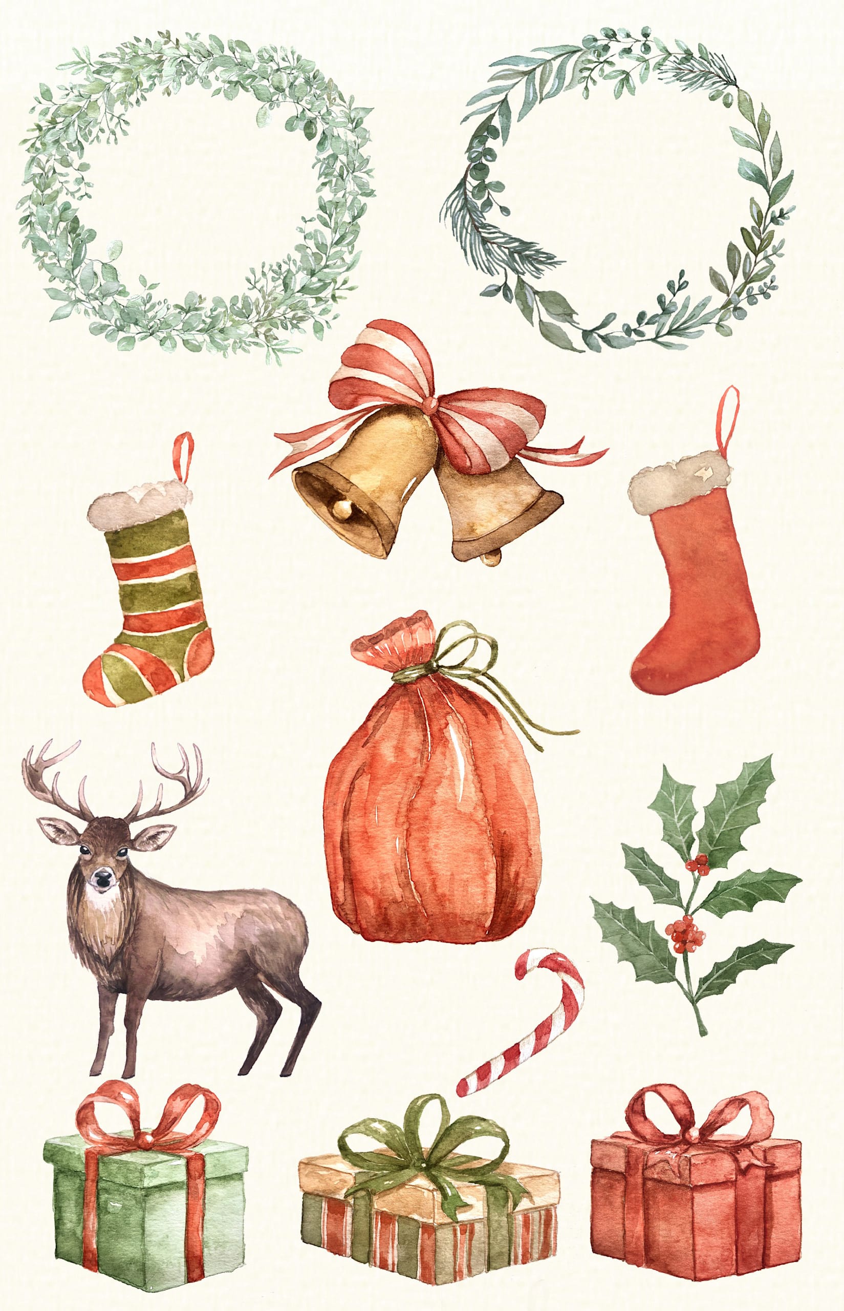 Rustic holiday card trend featuring hand-painted watercolor illustrations