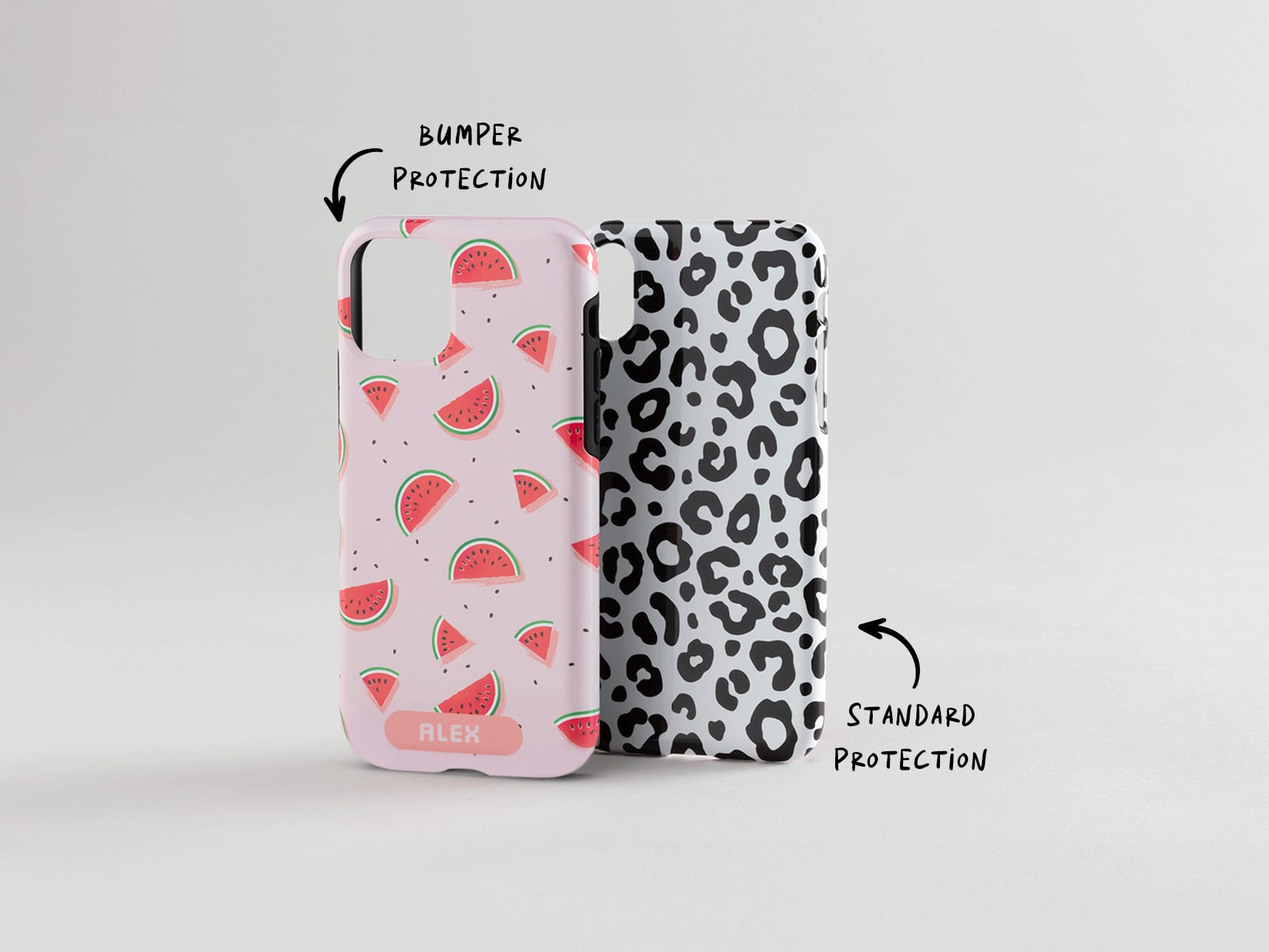 Custom phone cases with watermelon and cheetah prints