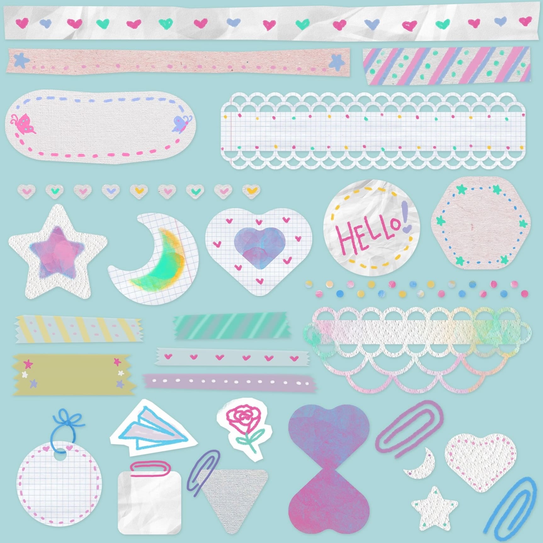 Fun, cute and playful digital stickers