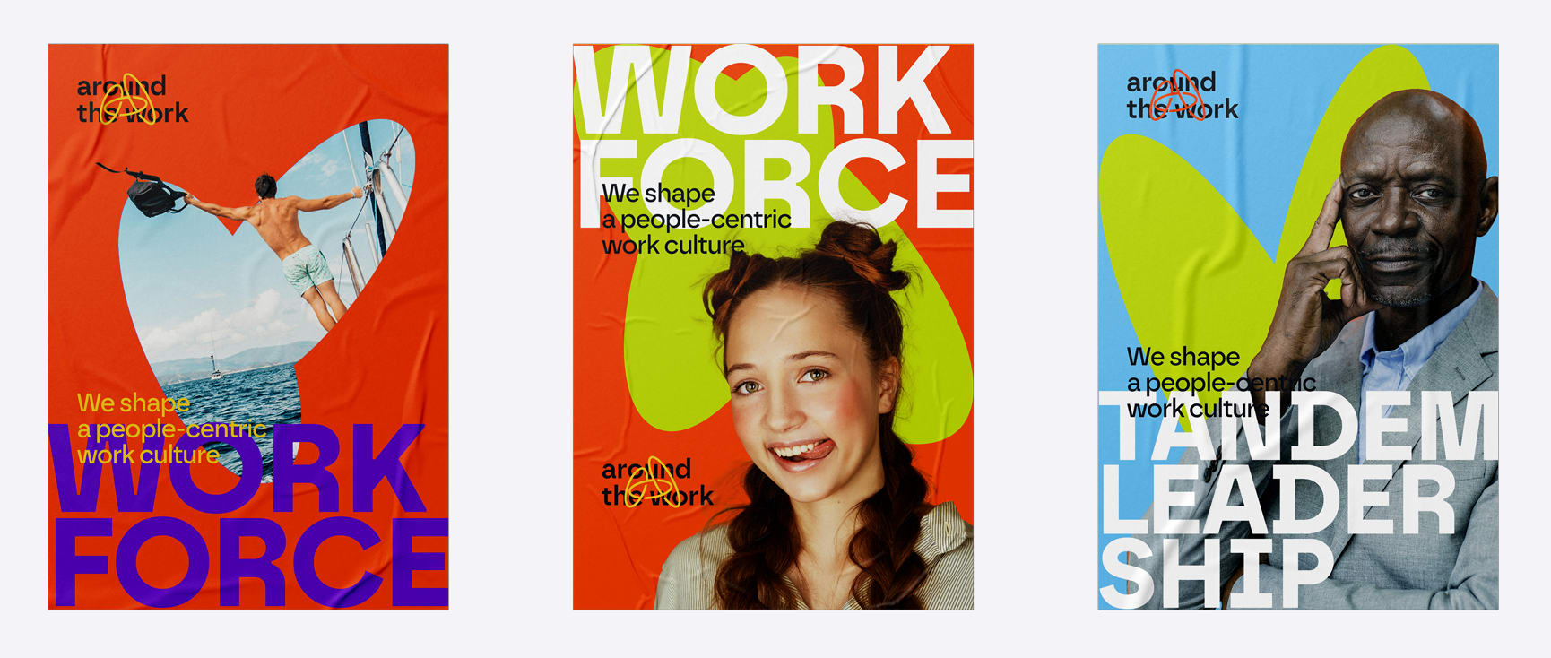 Poster designs using the Mismatched and Bright graphic design trend 2025