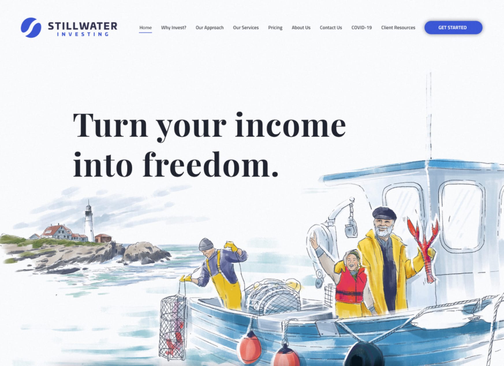A website design idea that uses hand-drawn illustrations