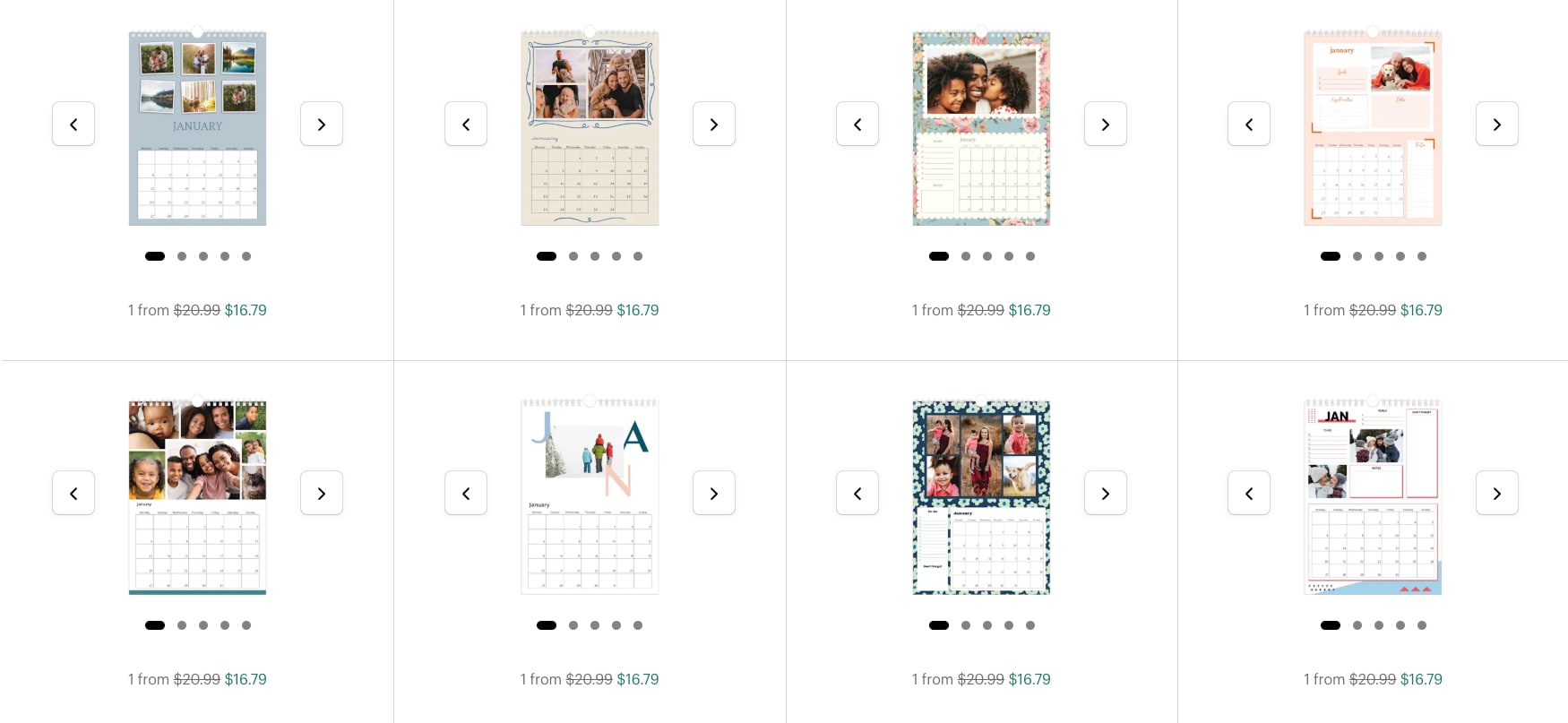 VistaPrint photo calendar templates