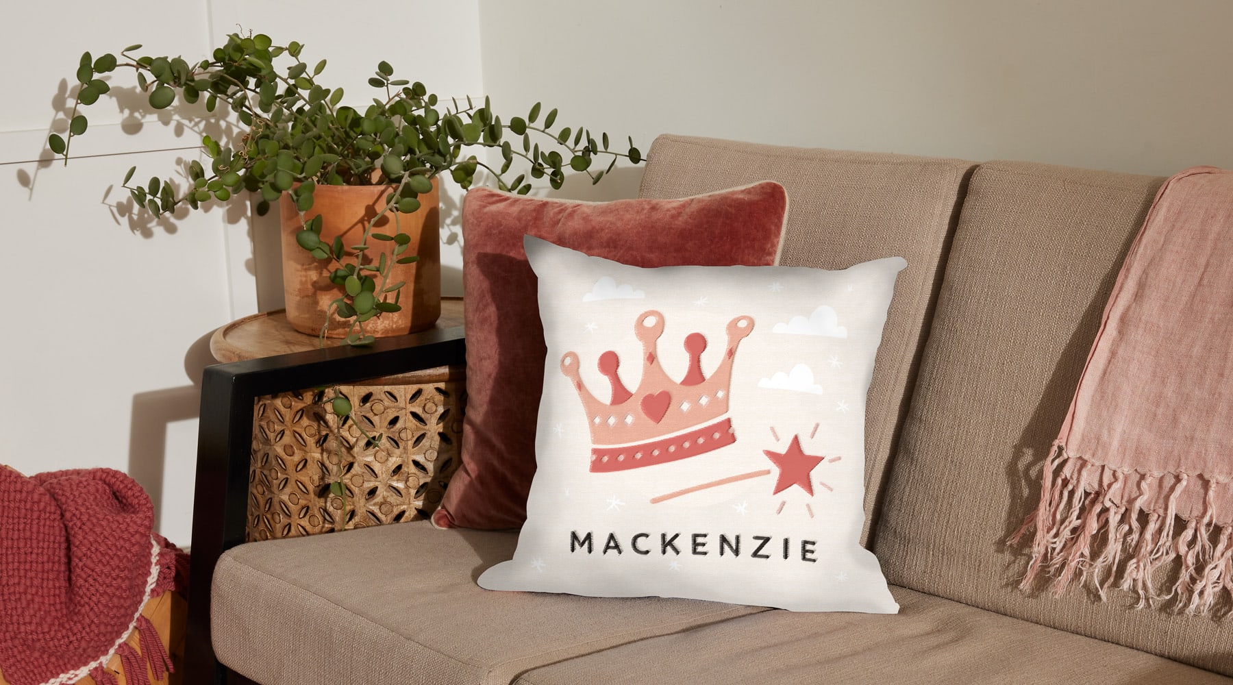 Custom pillow with a baby&rsquo;s name